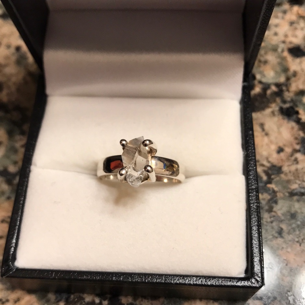 STERLING SILVER HERKIMER DIAMOND 6 1/4 RING NIB